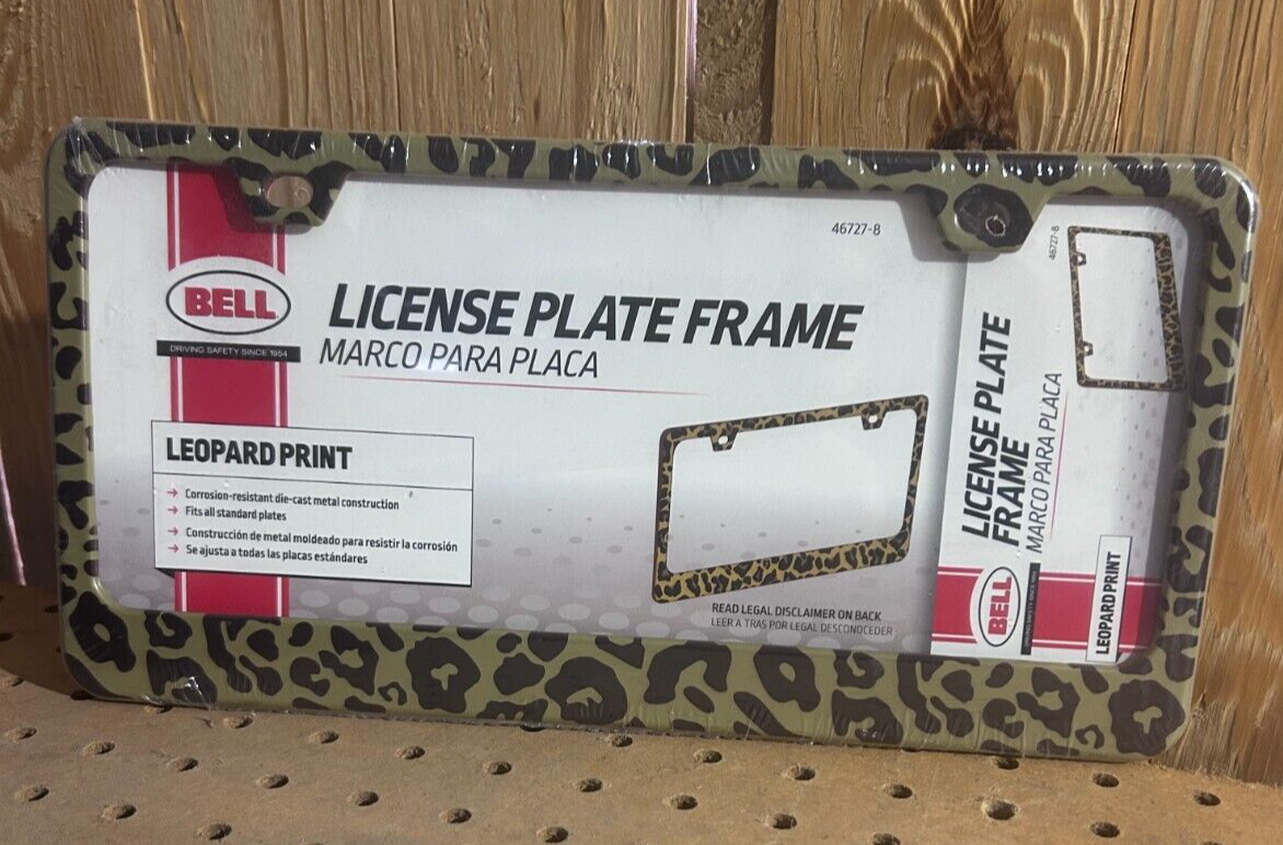 Bell metal leopard license plate frame #46727-8
